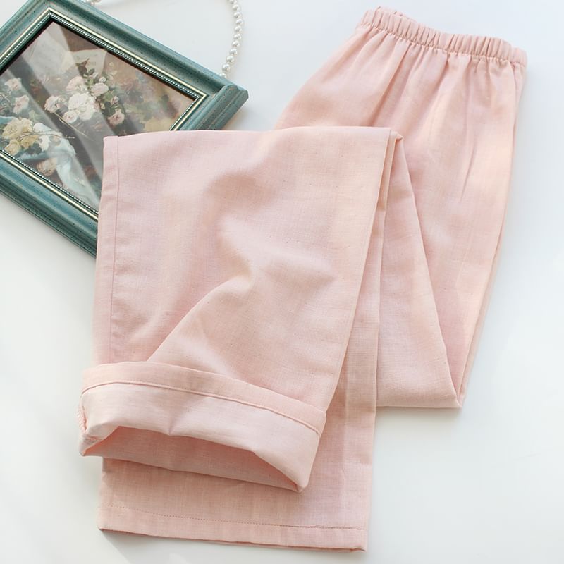 Dogini - Bijpassende pyjamaset voor koppels: effen top met lange mouwen + broek