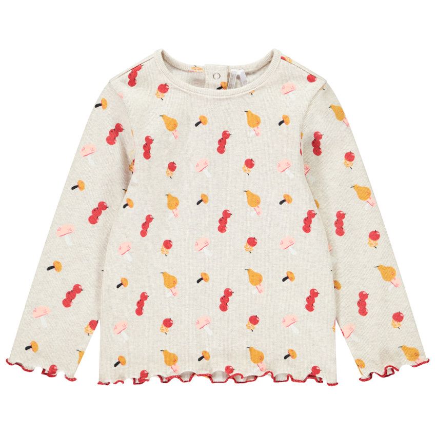 T-shirt manches longues pour bébé fille imprimé en coton - Beige