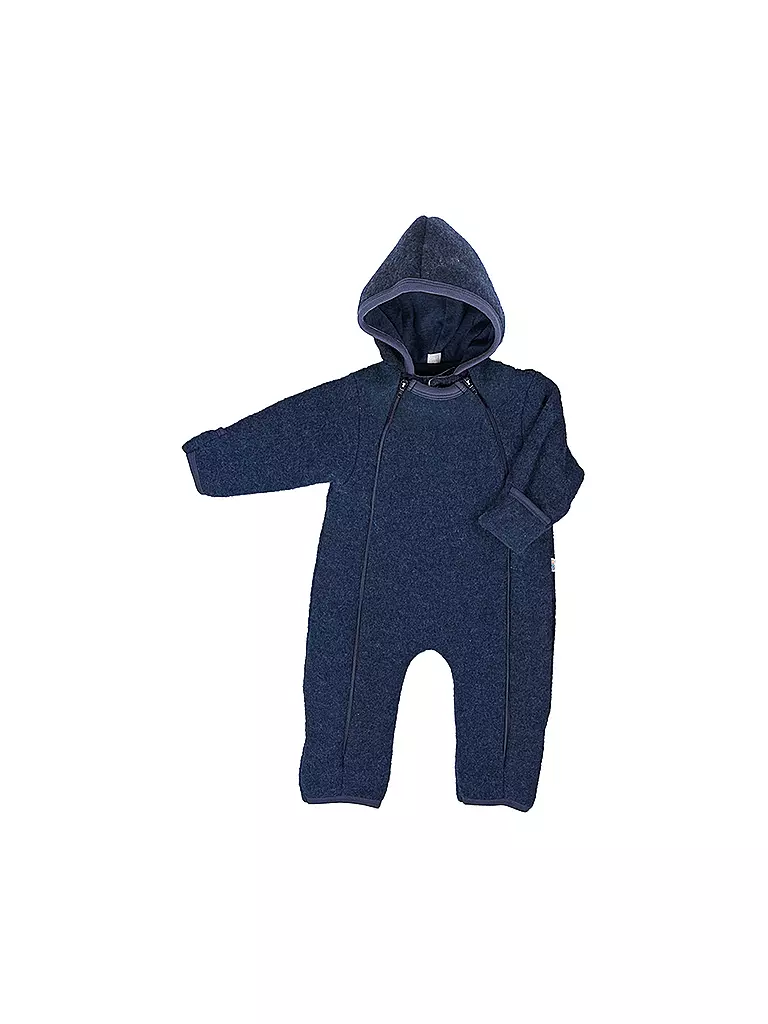 POPOLINI Baby Wollfleece Overall dunkelblau
