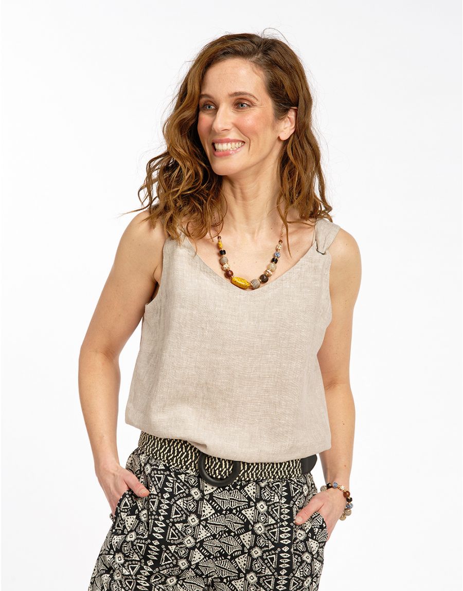 Top 100% lin beige