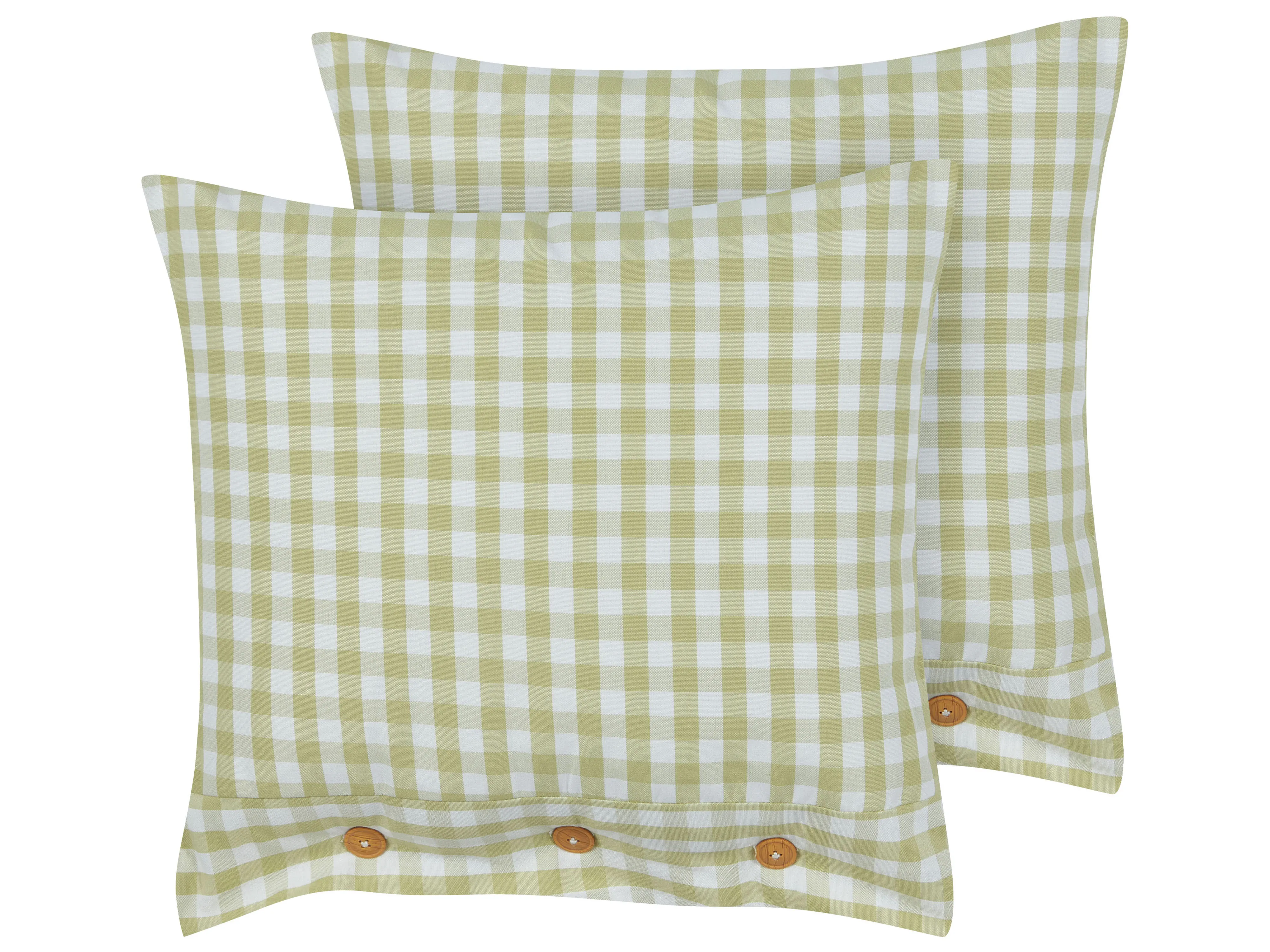 Set van 2 sierkussens TALYA 45 x 45 cm Olijfgroen geblokt patroon
