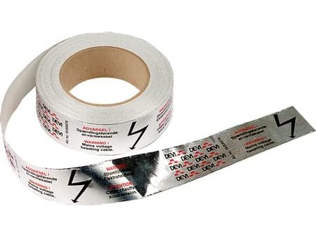 Aluminiumstape 38 mm x 50 meter med advarselstekst