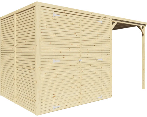 Bertilo Cubico 3 Plus Fineline Rhombus profiel tuinhuis, 373 x 211 cm, naturel