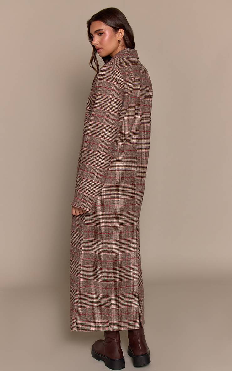 Marron Manteau Aspect Laine À Carreaux Tartan