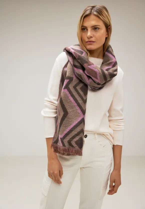 Langer Ikat Schal - rocky brown