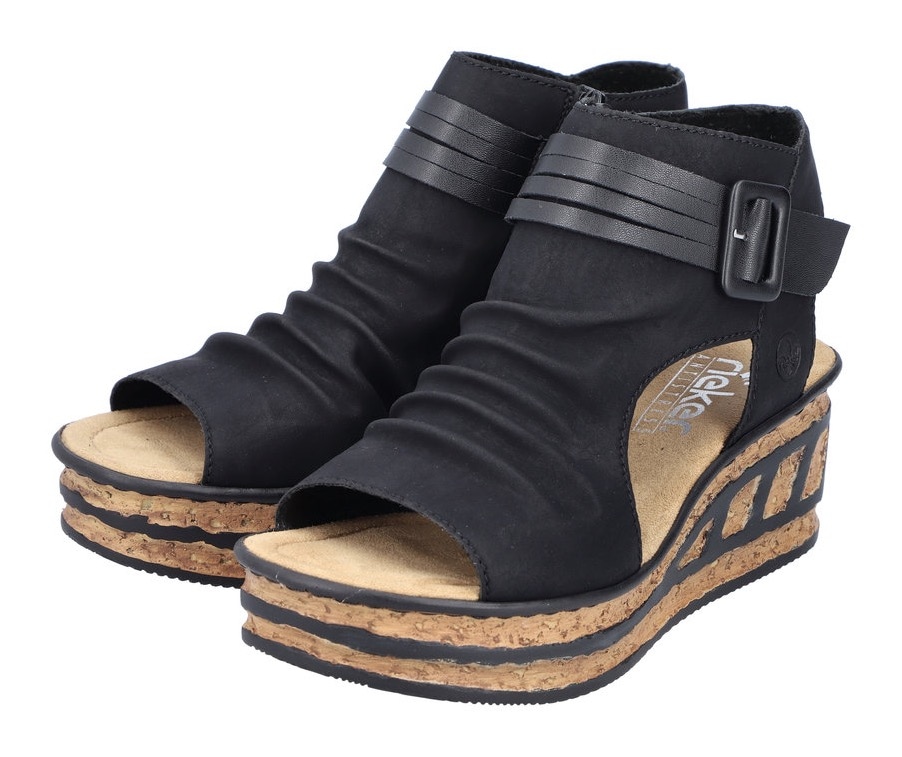 Rieker Keilsandalette  , Sommerschuh, Sandale, Keilabsatz, mit Reissverschluss innen