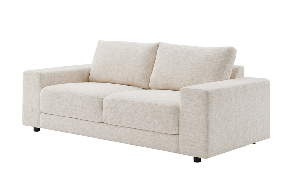 Großes Sofa LOFT 210cm champagner beige Chenille 3-Sitzer Couch Taschenfederkern