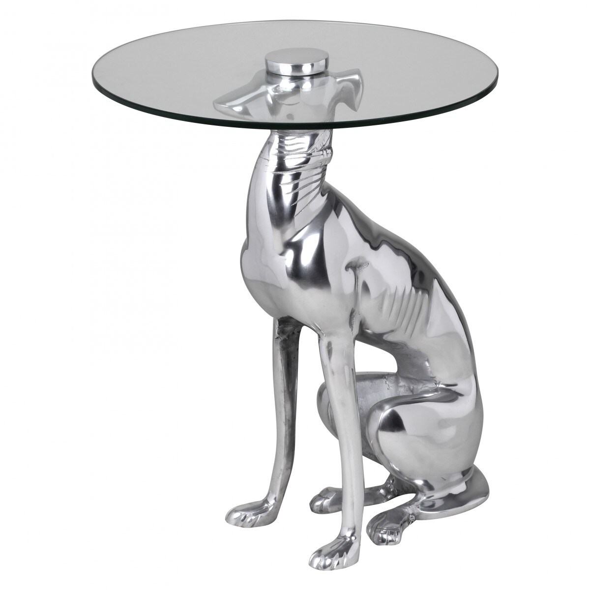 FineBuy Design Skulptur Deko Beistelltisch Figur aus Aluminium Farbe Silber
