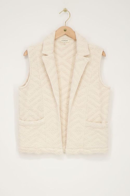 Wit jacquard gilet met zigzag