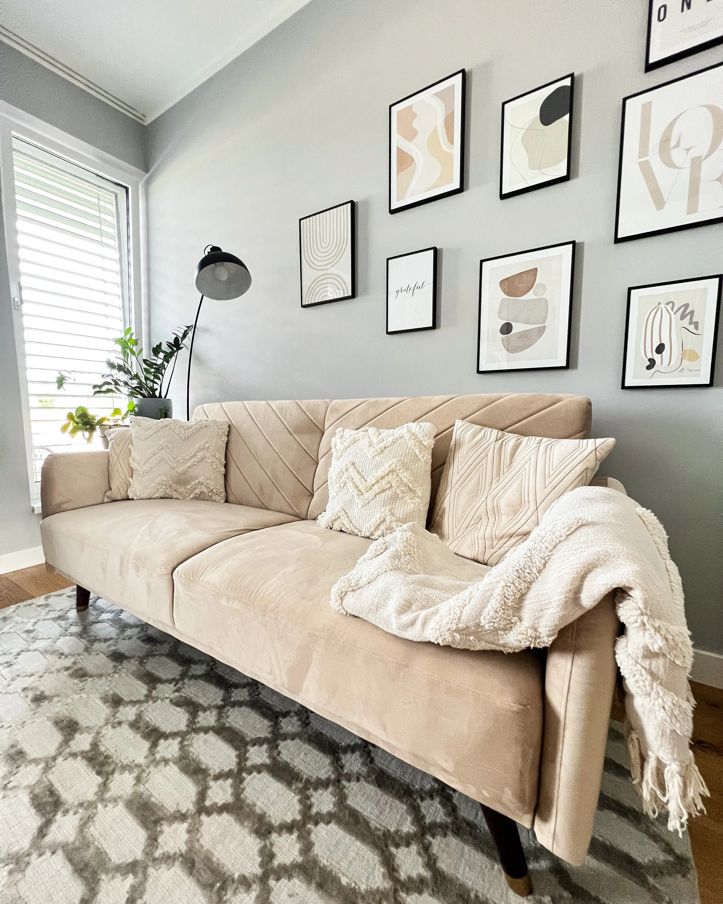 Slaapbank 3-zits SENJA Fluweel Beige