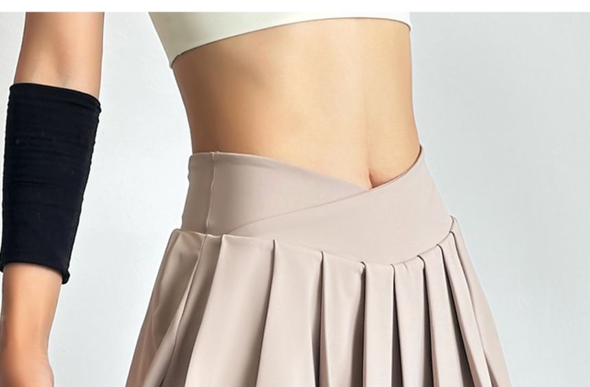 Engiko - Hoge taille sport effen geplooide skorts