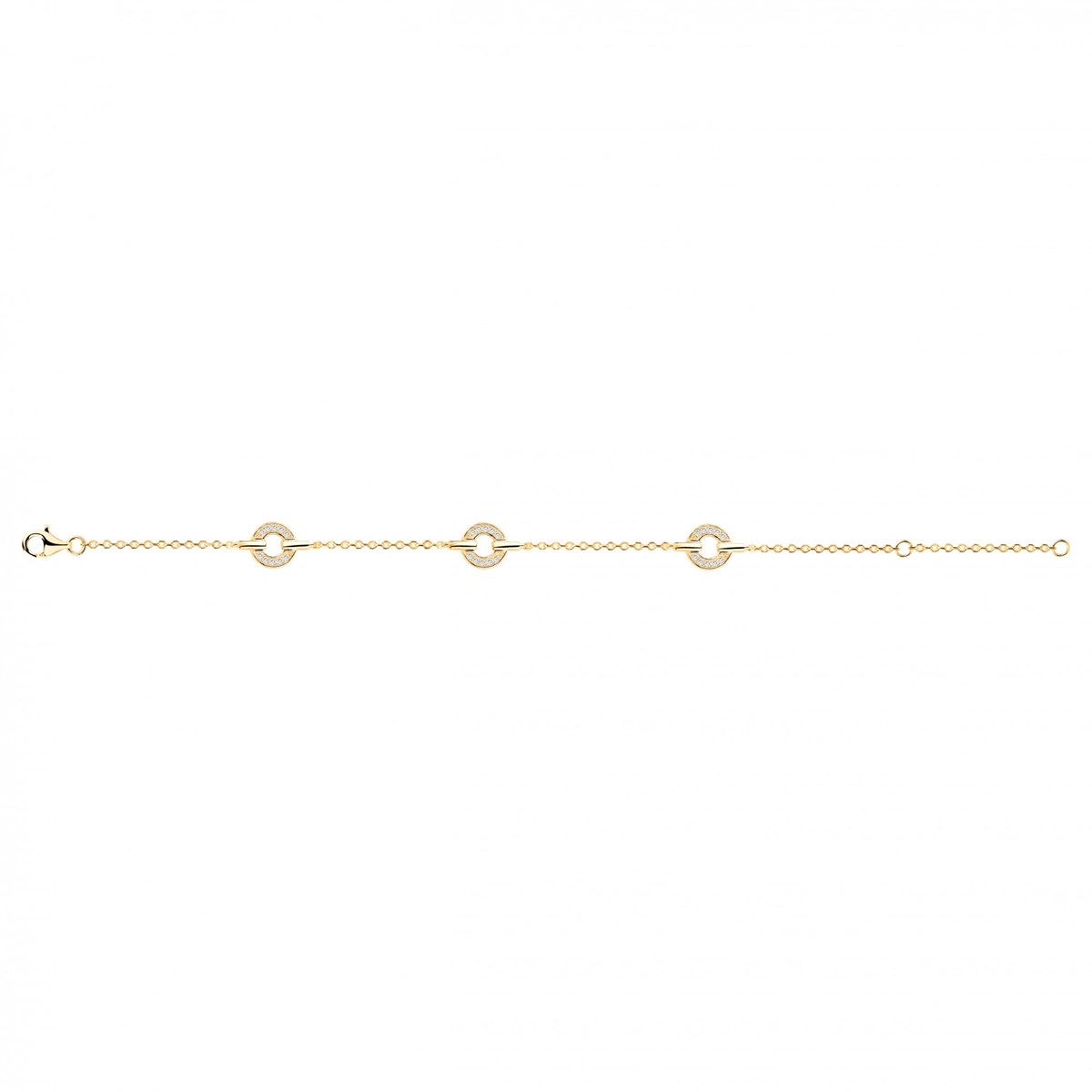 Bracelet souple en Plaqué Or avec oxyde de zirconium blanc