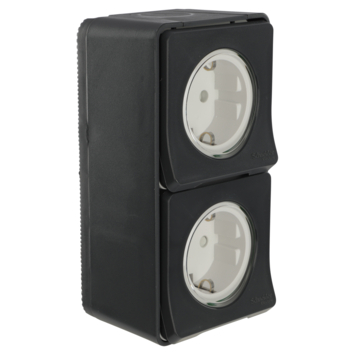 Schneider Electric Mureva Styl wandcontactdoos 2-voudig verticaal IP55 antraciet