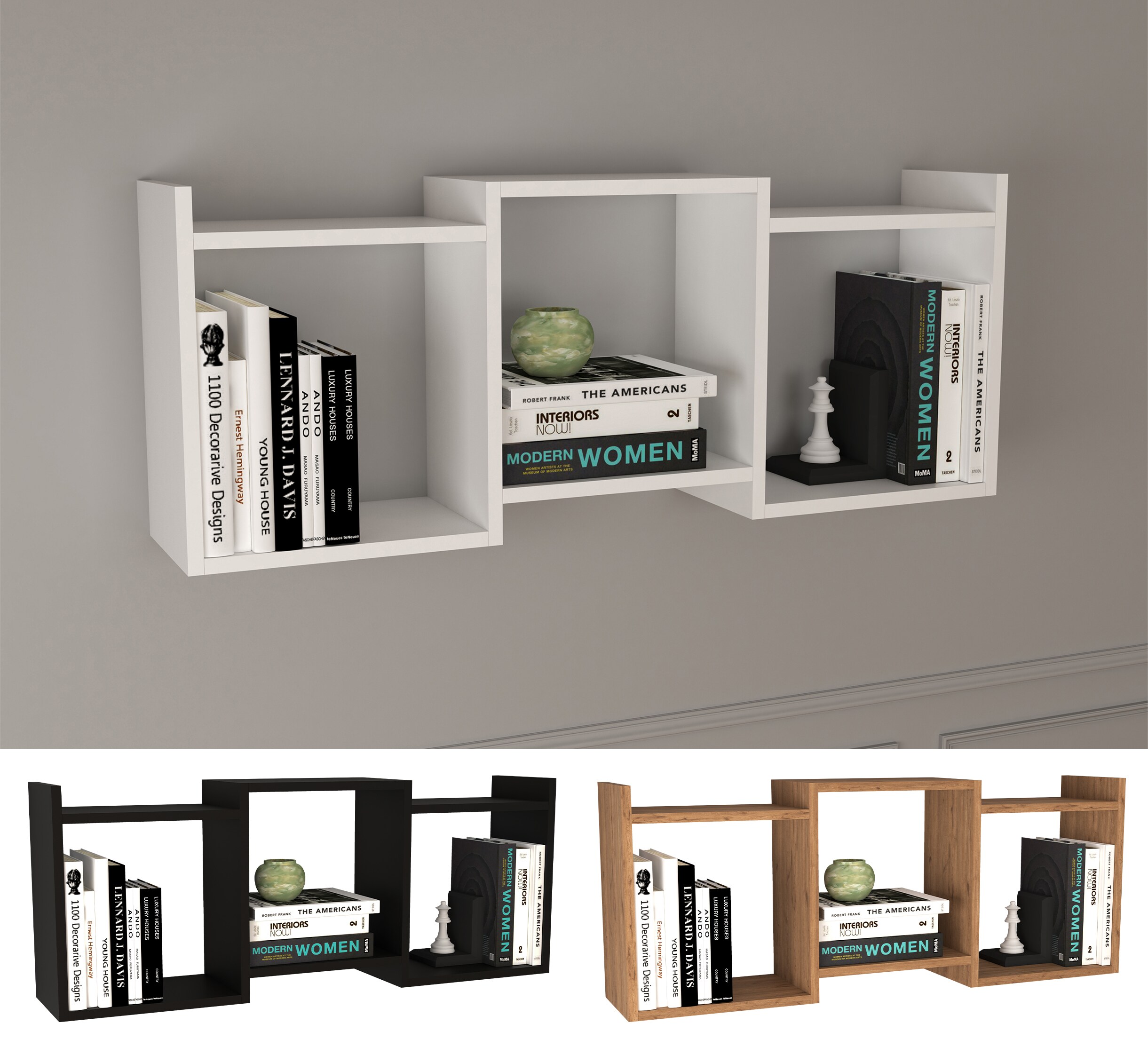 VCM Holz Wandregal Hängeregal Regal Bücherregal Wandboard Deko Board Trilas