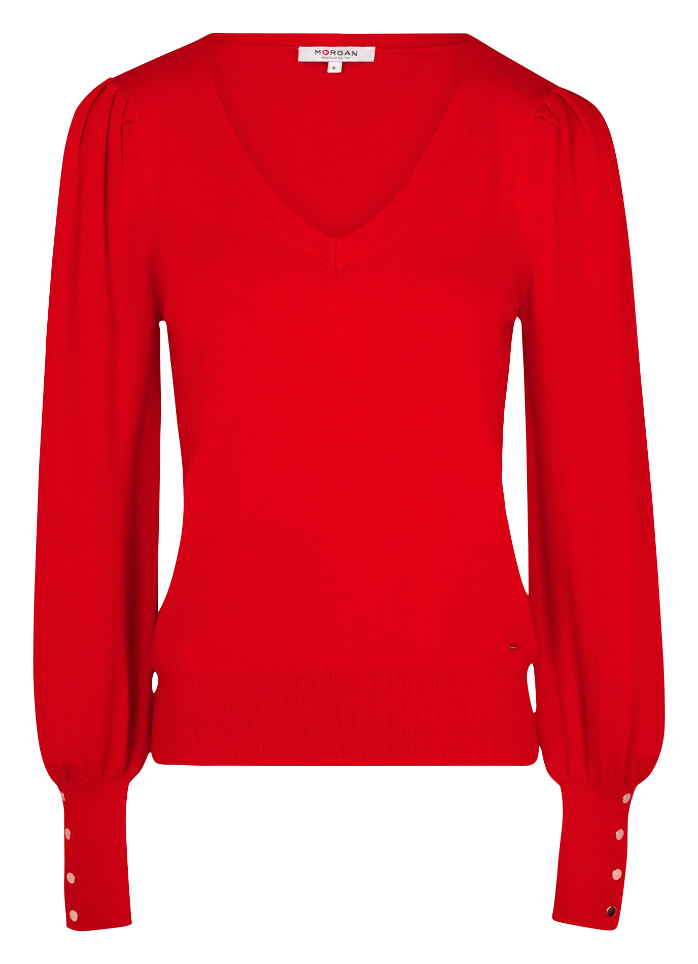 MOTEUR - Pull col V en maille mélangée | Rouge