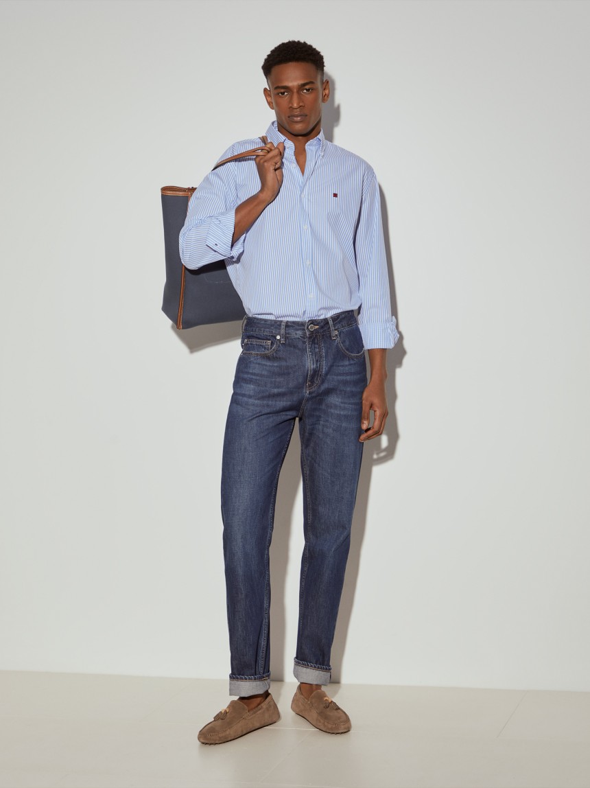 Camisa de riscas slim fit