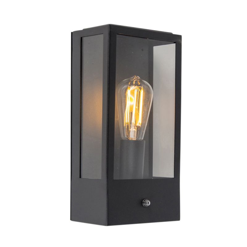 Buiten wandlamp zwart met schemersensor - Rotterdam