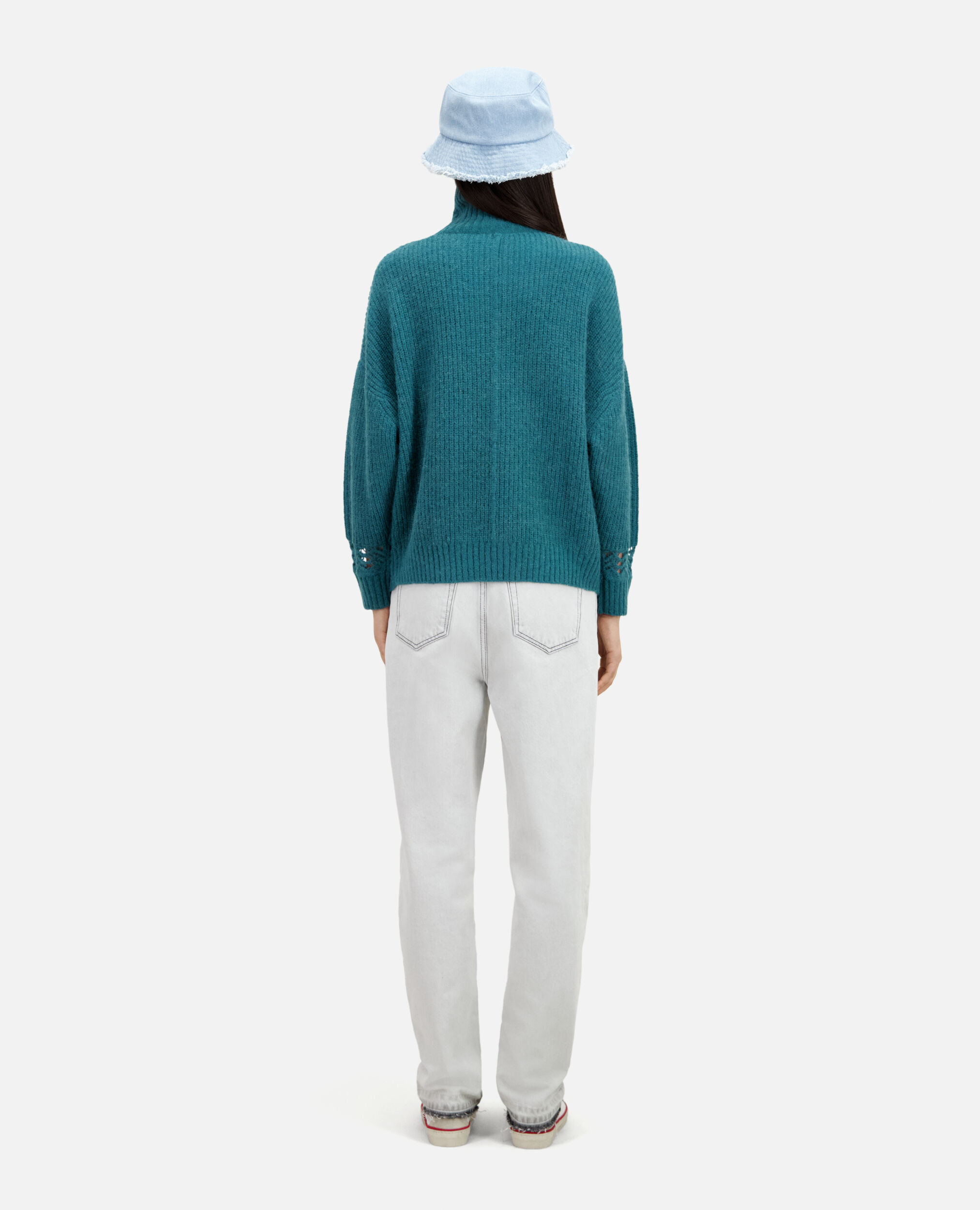 Blue wool-blend sweater