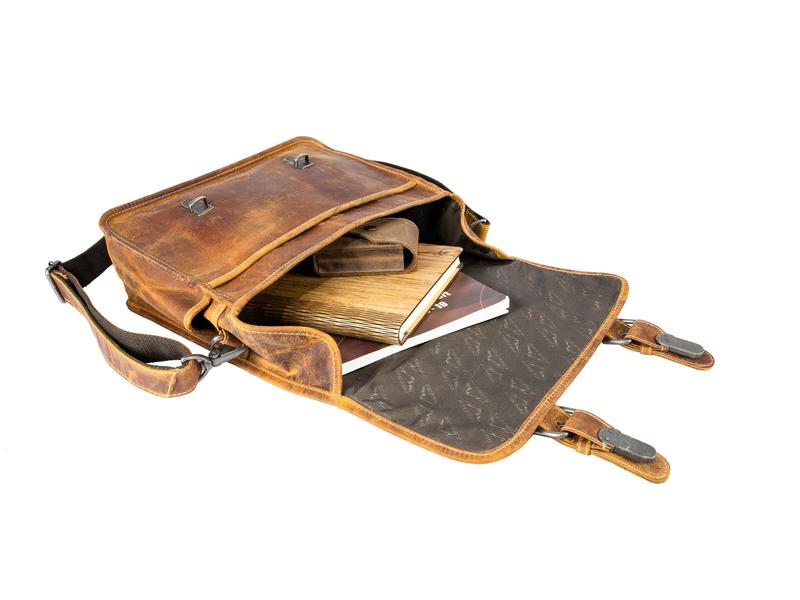 Alpenleder Kamera-Tasche Reporter Beige Umhängetasche aus Echtleder