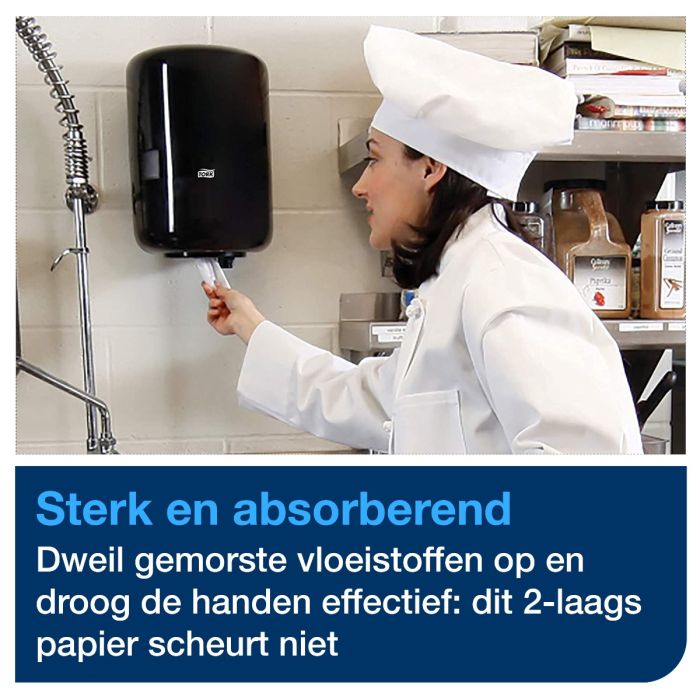 Tork 128207 6st M2 Centerfeed Wiping Plus Poetspapier Blauw 6rollen x 450 vellen (128207)