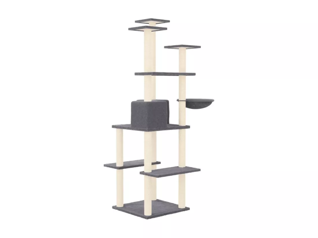 Arbre à chat avec griffoirs en sisal Gris foncé 167 cm