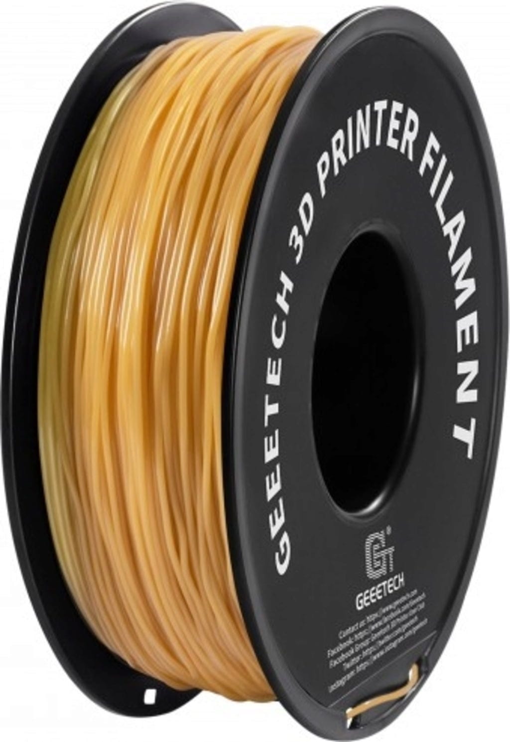 GEEETECH  TPU Transparent Gold, 1,75 mm / 1000 g    Weiches TPU-Material mit hoher Flexibilität & Belastbarkeit in Transparent Gold
