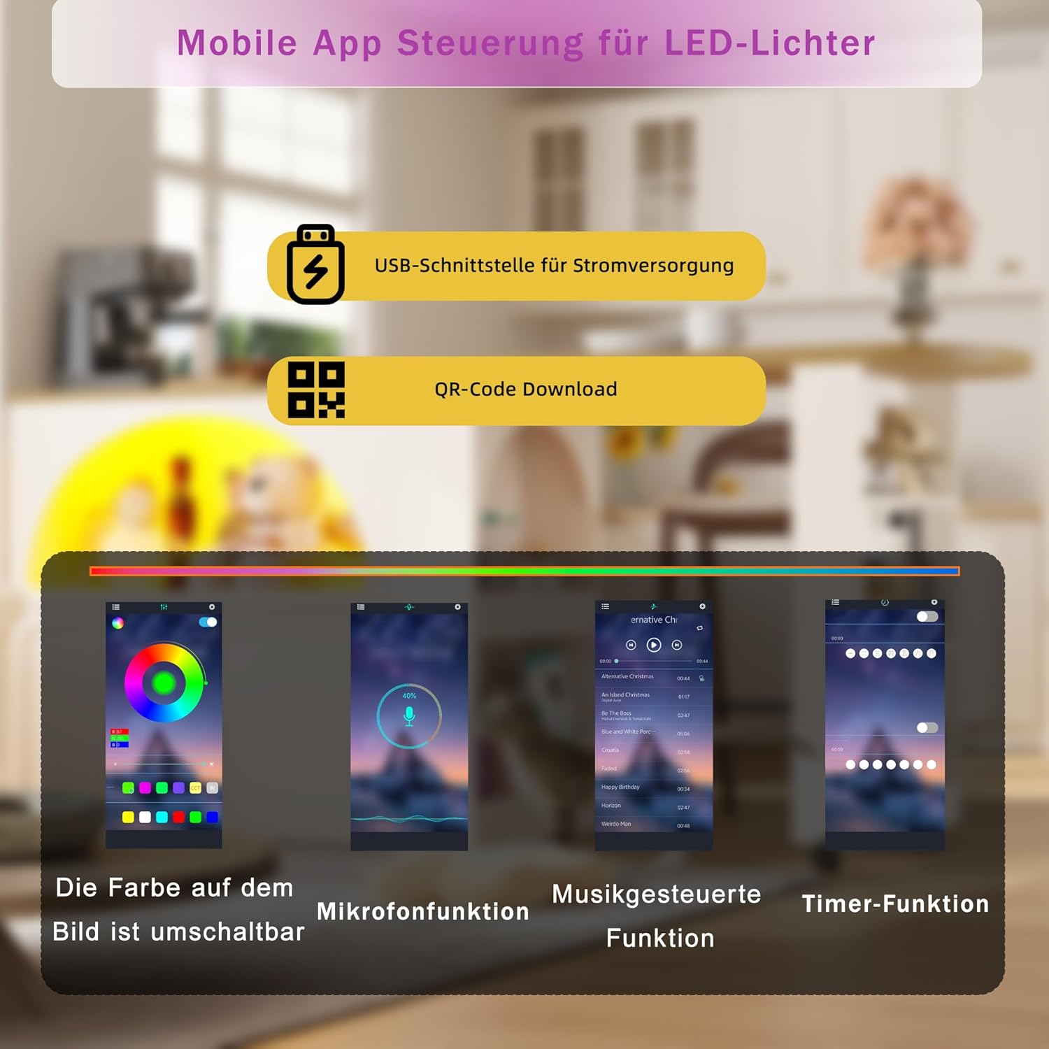 Bladez Ausziehbarer Bartisch mit Stauraum, Moderner Beweglicher Bar Table mit Rollen, Teleskopischer Bartisch mit LED Hochtisch Kücheninsel, Drehbares Sideboard Essbar(C-Weiß LED)