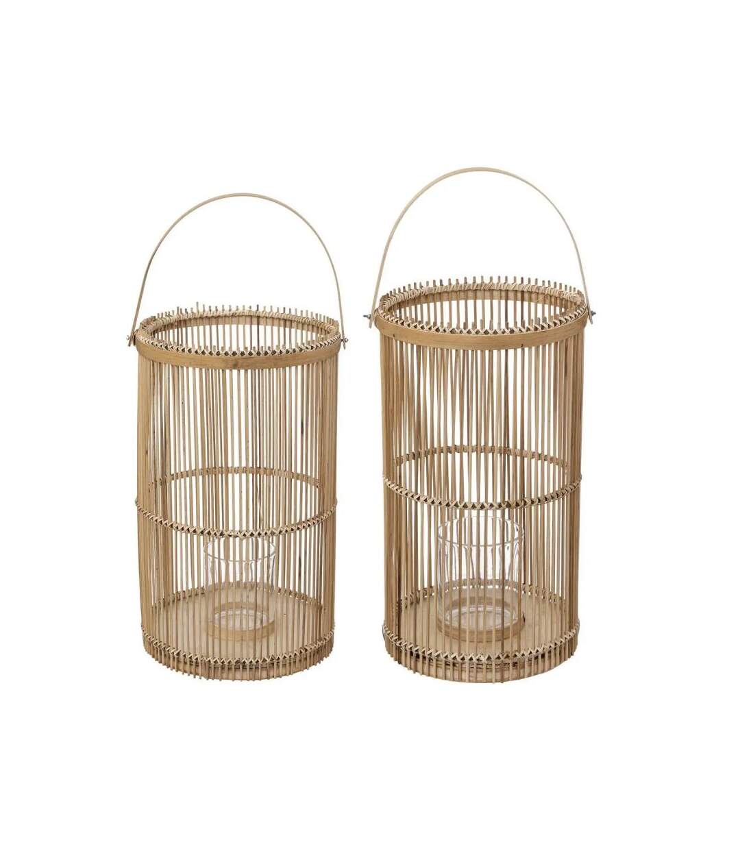 Lot de 2 Lanternes Déco Bambou 40cm Naturel