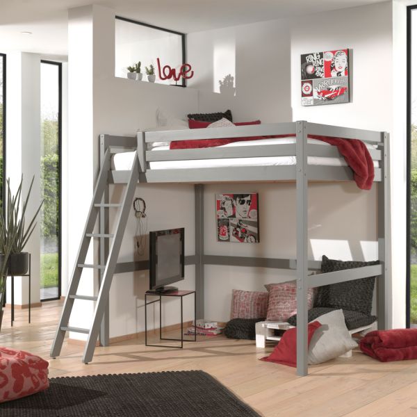 Vipack Pino Mezzanine Hoogslaper 140 x 200 Cm Grijs