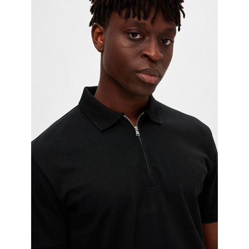 Selected Homme Fave Zip Polo, Black, XL