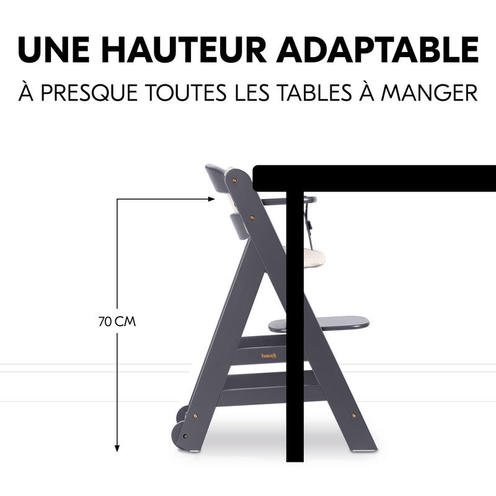 Chaise haute Beta + Gris foncé - HAUCK