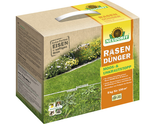 Neudorff gazonmeststof Mos- en onkruidstop met ijzer en kalium 5 kg 100 m² organisch-mineraal