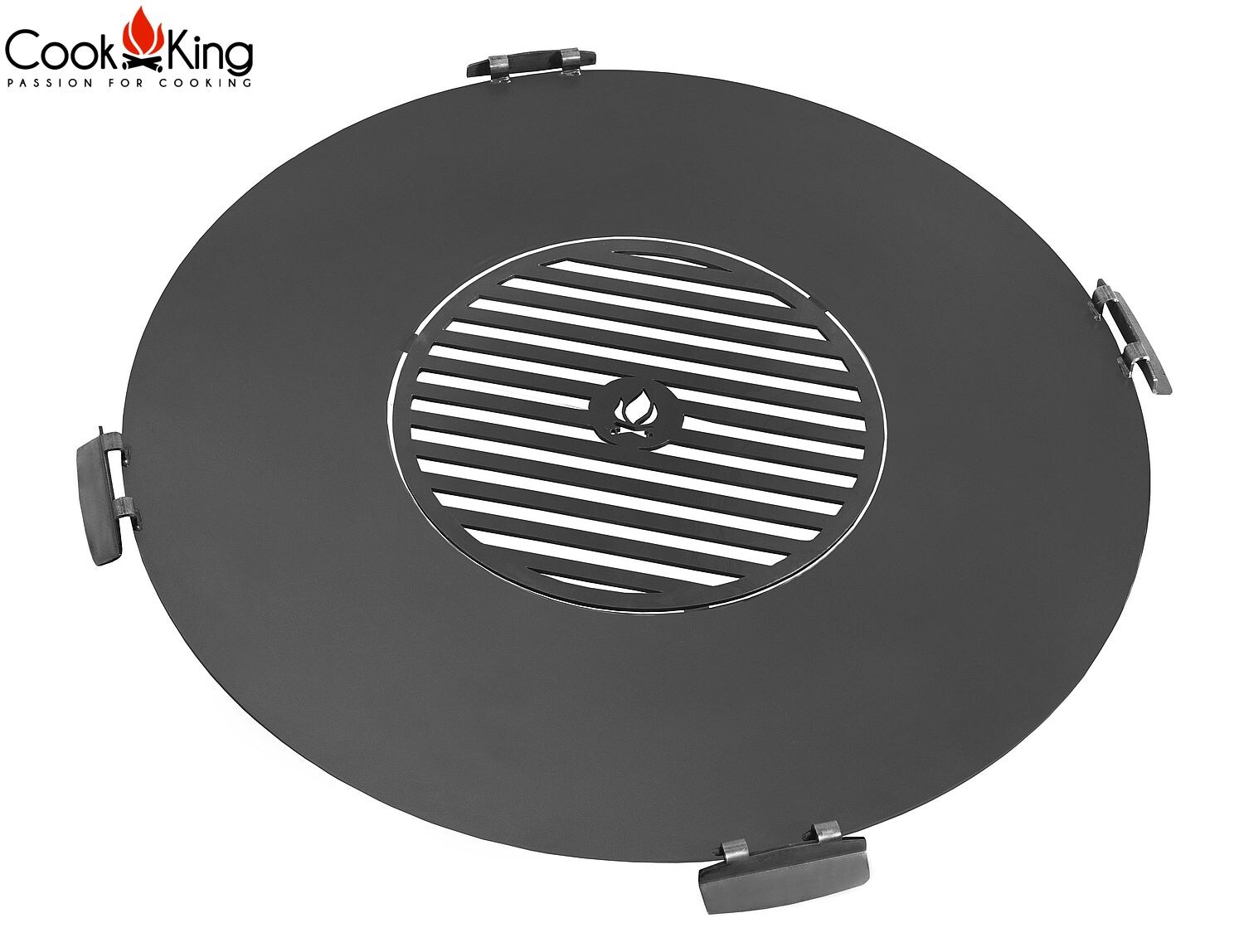 Grillplatte für Feuerschale 102 cm mit Grillrost 50 cm und 4 Griffen