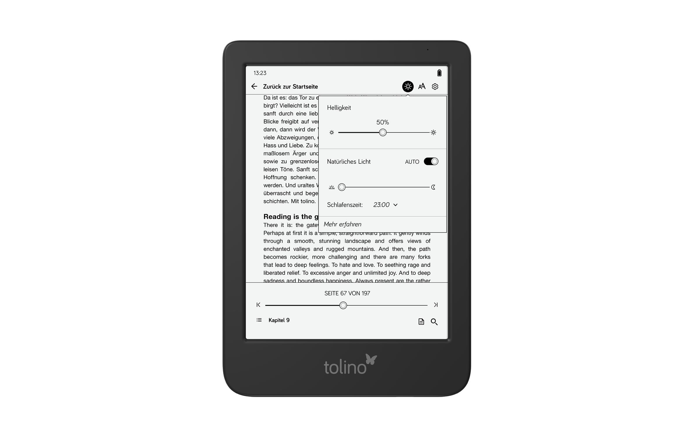 E-Book Reader Tolino shine<br>6-Zoll-E-Book-Reader mit integrierter Beleuchtung mit smartLight