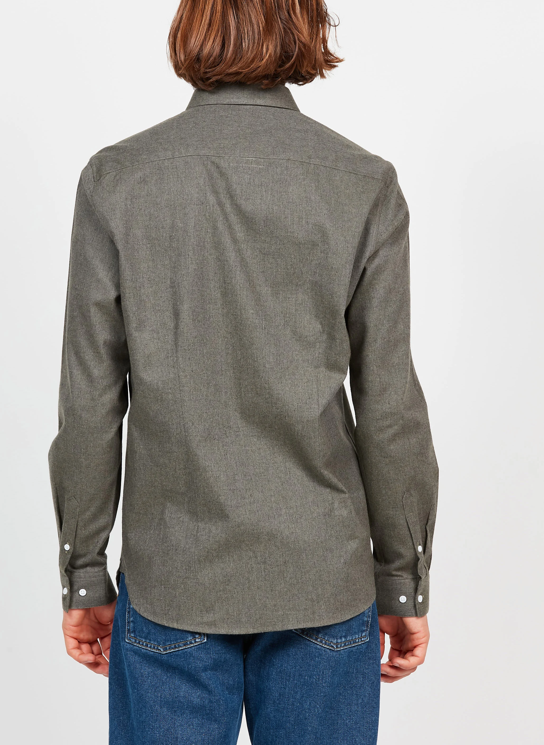 Chemise col classique slim-fit en coton| Vert