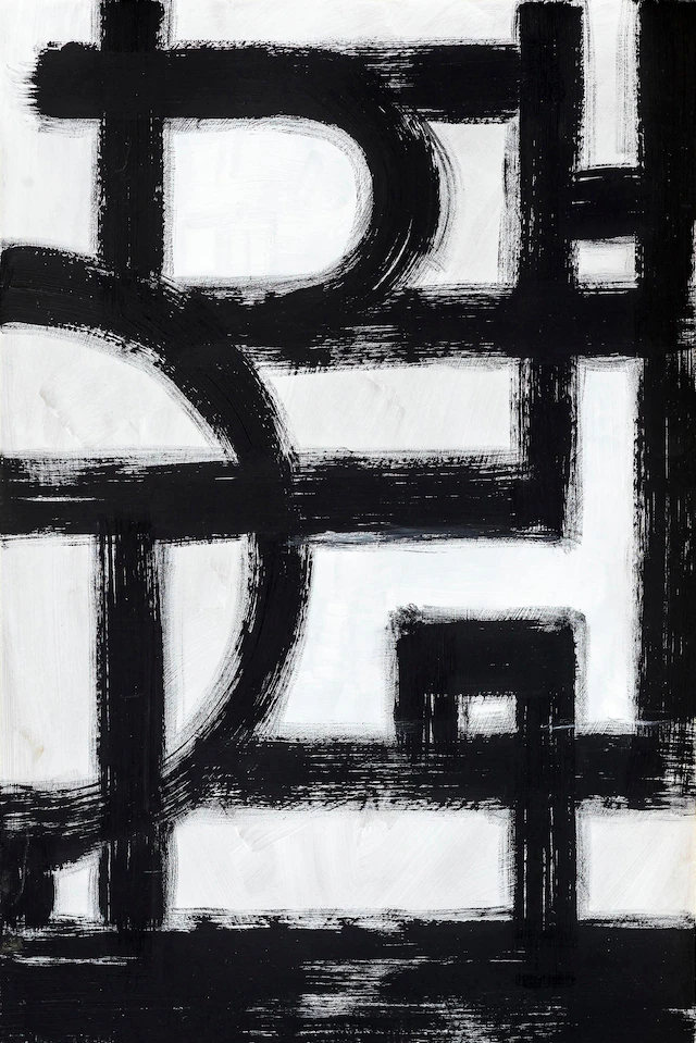 PLACES OF STYLE Leinwandbild »Abstrakte Kunst« Abstrakte | Kunst | Modern | Schwarz-Weiss Premium-Leinwandstoff, Handarbeit aus Deutschland, 120x80cm