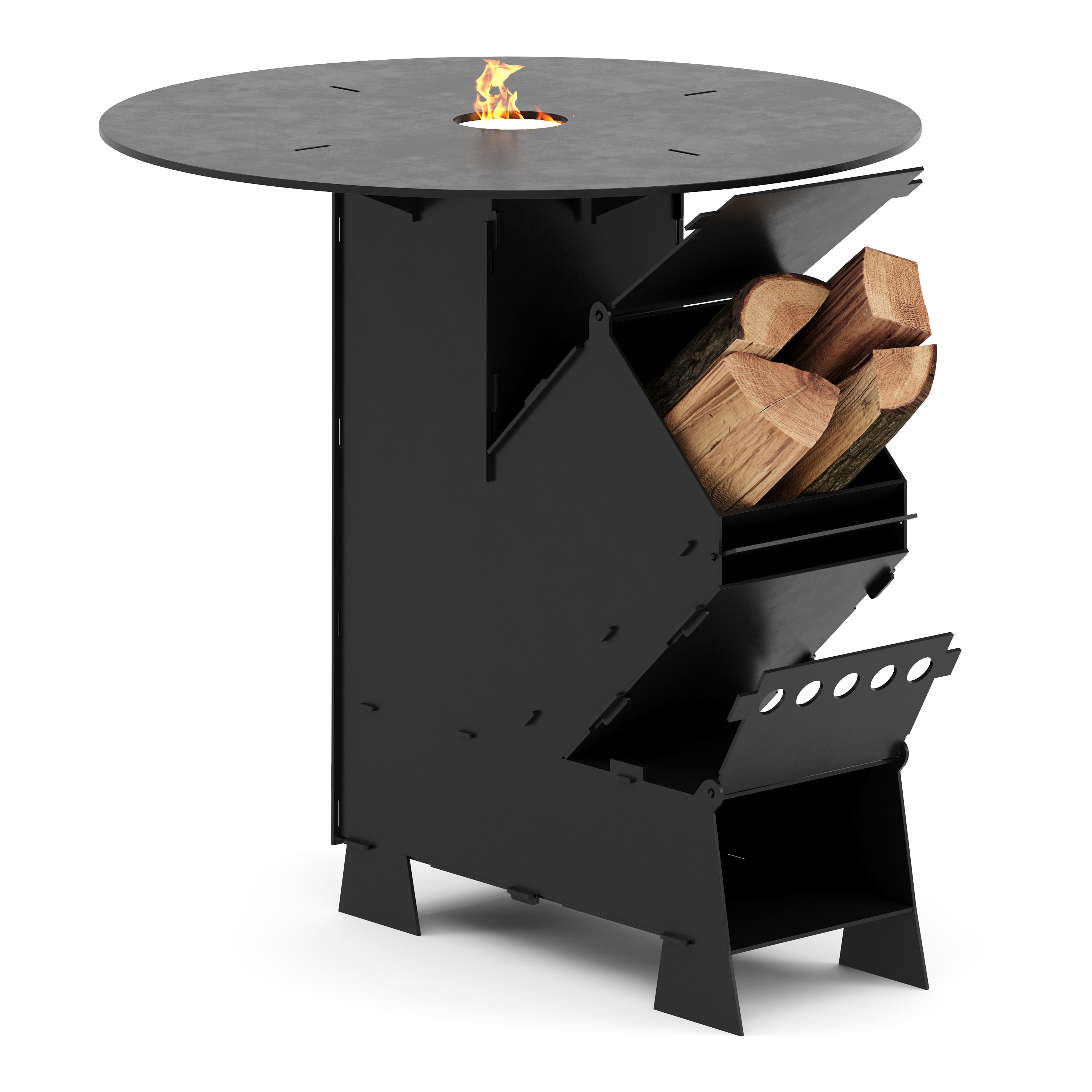 Raketenofen mit Grillplatte 36 x 14 x 57 cm