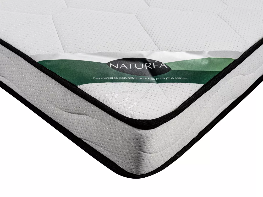 Ensemble 160 x 200 cm sommier coffre blanc + matelas mousse et coutil bambou ép.15cm - KANANI de NATUREA