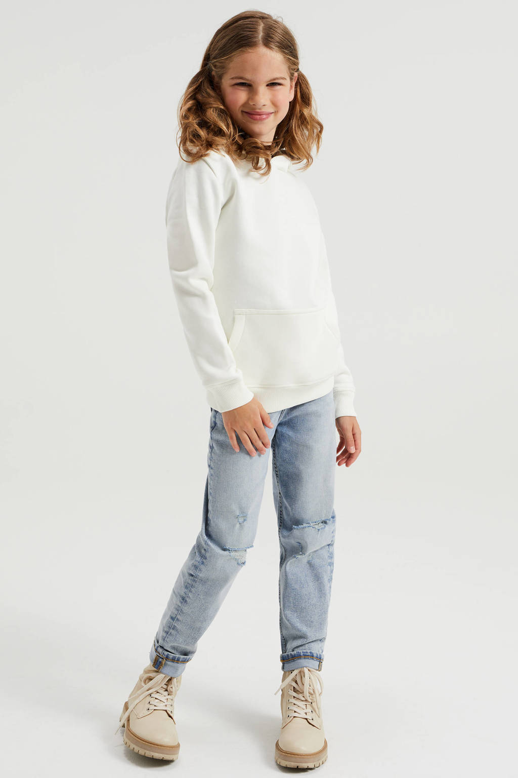WE Fashion unisex hoodie wit