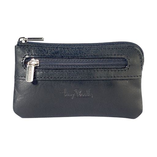 Tony Perotti Vegetale Leather Zippered Nøglepung, Black