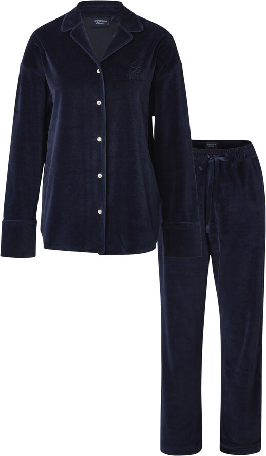 Lexington Caroline pyjamassæt i velour Dk. blue