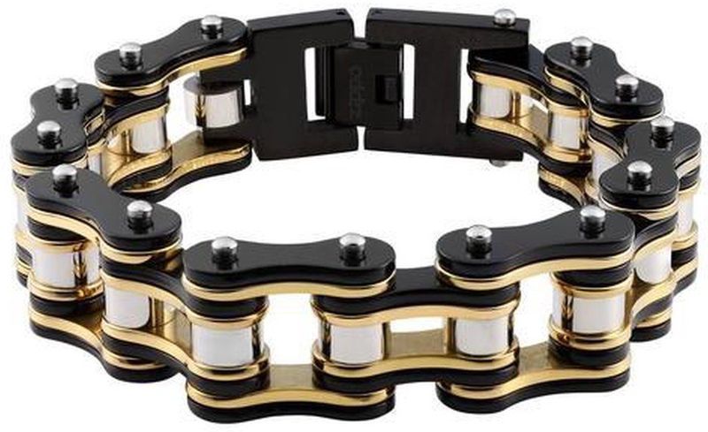 Zippo - Bike Chain Armband - Zwart/Goud - Roestvrij Staal