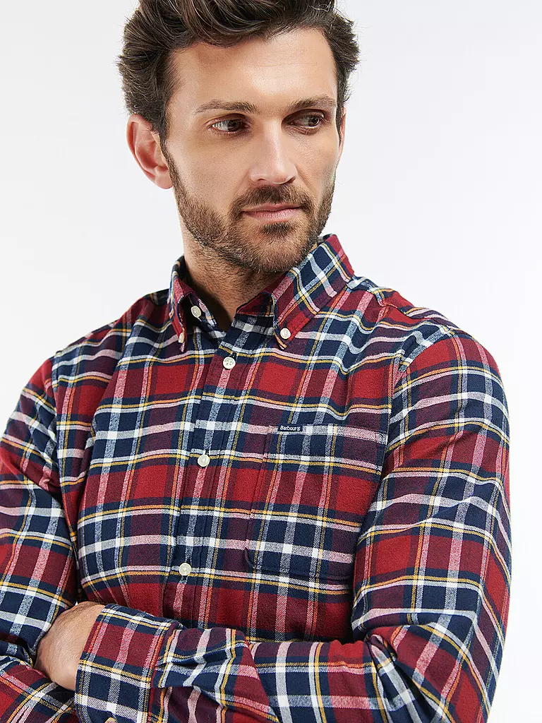 BARBOUR Flanellhemd Slim Fit BEDSOM rot