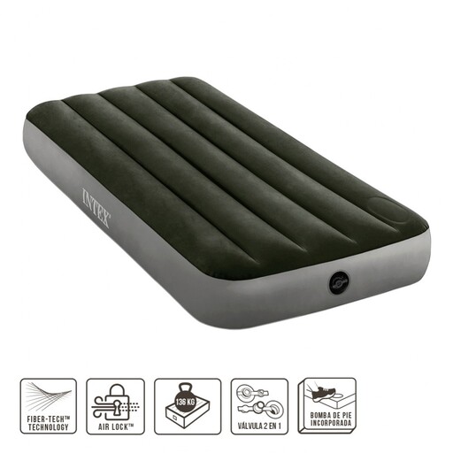 Colchón Camping Twin Con Fiber-tech Intex