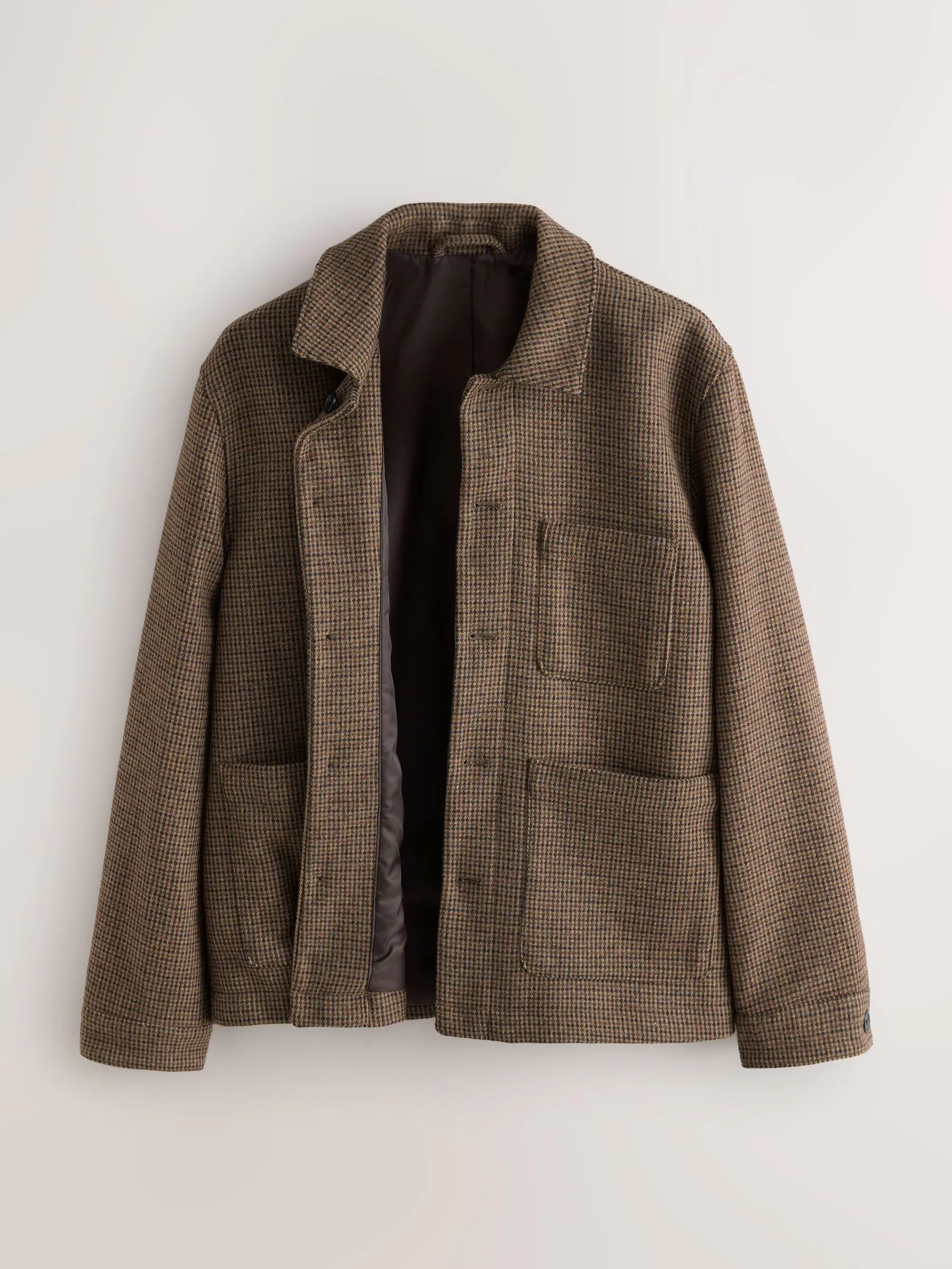 Multi - Textuur Houndstooth Chore Jack Met Wol