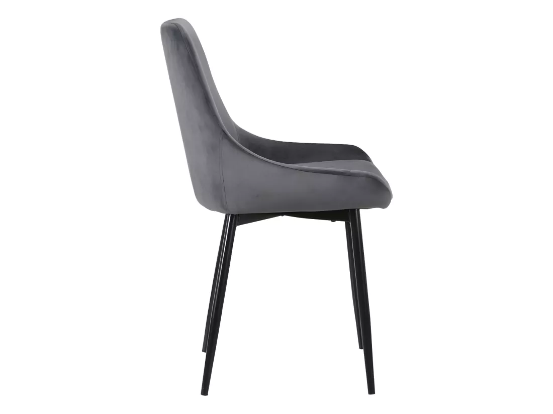 Lot de 6 chaises - Velours et métal noir - Anthracite - MASURIE