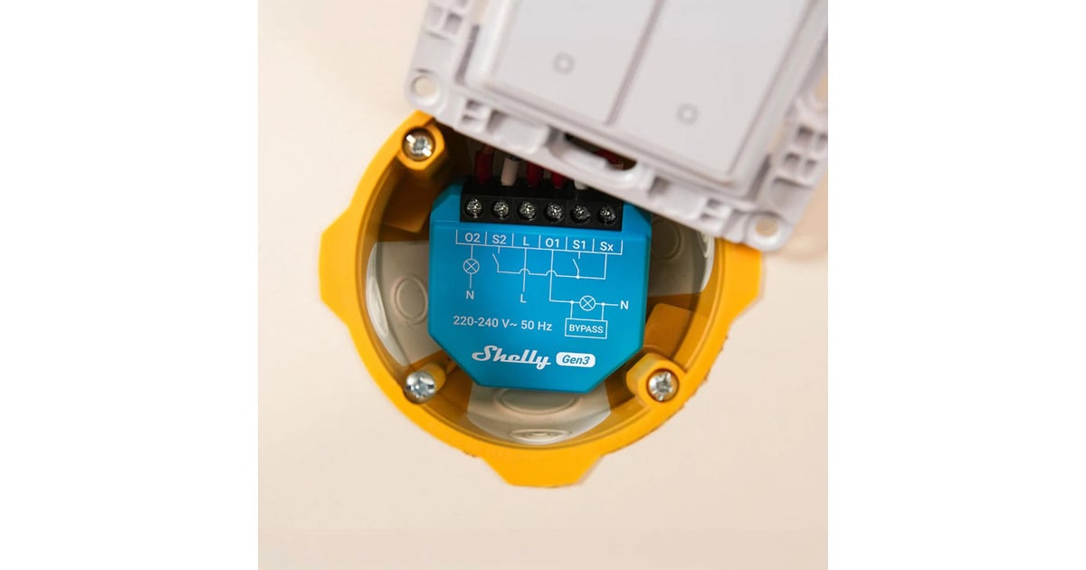 Shelly2L Gen3 slimme 2-kanaals schakelaar  (Blauw)