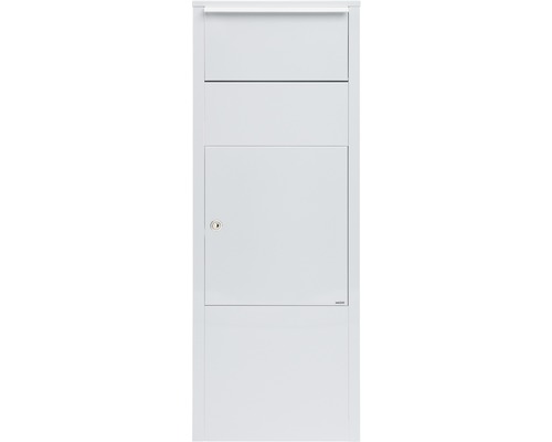 MEFA pakketbrievenbus, gegalvaniseerd staal, BxHxD 385/1043/230 mm, Hazelnoot 477, verkeerswit RAL 9016, toegang aan de voorzijde