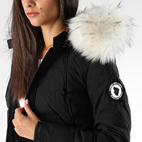 Doudoune Capuche Fourrure Chauffante Femme Budapest Noir Gris