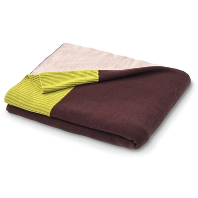 Decke Knit, Bordeaux-Pfirsich-Gelb